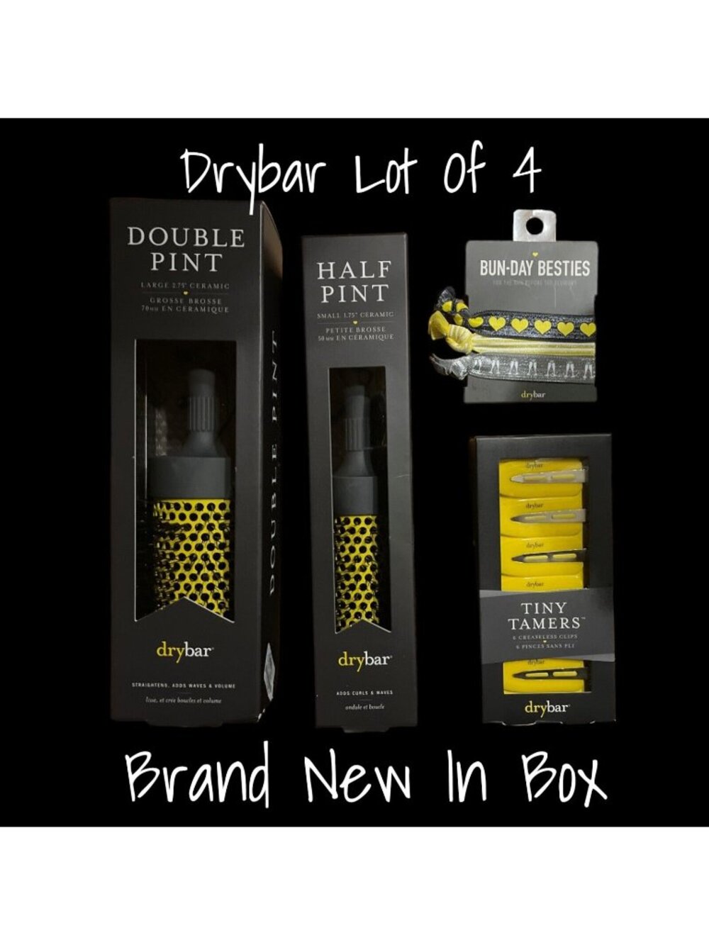 Drybar Round Brush Set: Tiny Tamers & Half Pint for Perfect Hair Buns - Lot of 4